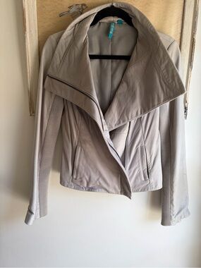 Truth and Pride Light Gray Draped Leather Moto Jacket